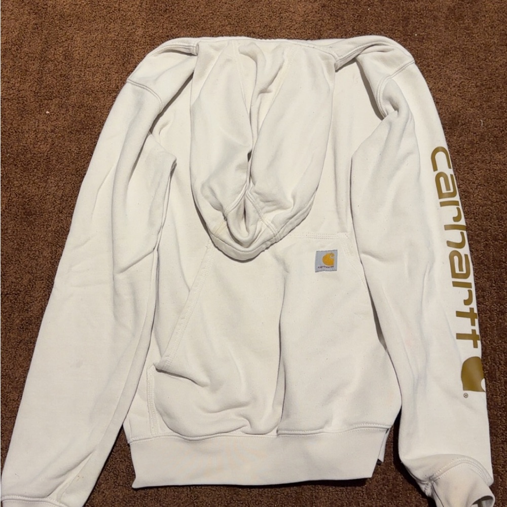 Carhartt Ivory Hoodie with Mustard Logo
